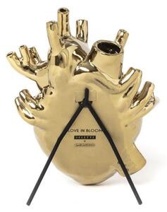 Seletti - Love In Bloom Gold Porcelain Heart Vase