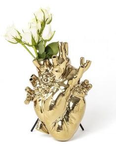 Seletti - Love In Bloom Gold Porcelain Heart Vase