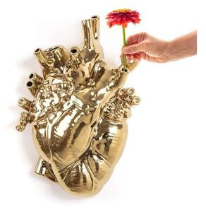 Seletti - Love In Bloom Giant Resin Heart Vase Gold