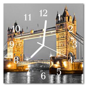 Ceas de perete din sticla pătrat Tower Bridge Tower Bridge galben