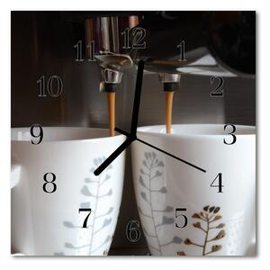 Ceas de perete din sticla pătrat Masina de cafea Alimente și băuturi alb