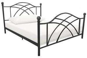 Cadru pat metalic Lotti cu grilaj cadou, in mai multe dimensiuni si culori-90x200 cm-negru