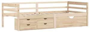 Cadru de pat cu sertare şi dulap, 90x200 cm, lemn masiv de pin