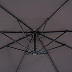 Outsunny Umbrelă Descentralizată pentru Exterior, Gri, Manivelă, Oțel și Poliester Anti-UV, Φ300x250cm | Aosom Romania