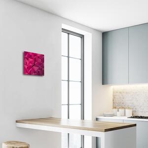 Ceas de perete din sticla pătrat Abstract Abstract Art roz