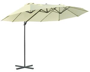Outsunny umbrela dubla pentru gradina din metal si poliester Anti-UV impermeabil cu manivela, 440x270x250cm, bej