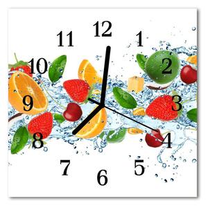 Ceas de perete din sticla pătrat Fructe de fructe Multi-colorat