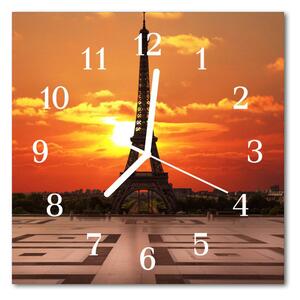 Ceas de perete din sticla pătrat Turnul Eiffel Arhitectura Orange