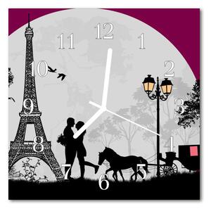 Ceas de perete din sticla pătrat Paris Dragoste Orase Dragoste Negre