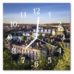 Ceas de perete din sticla pătrat Praga Orașe Multi-colorat