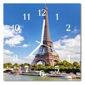 Ceas de perete din sticla pătrat Turnul Eiffel Arhitectura multi-colorat