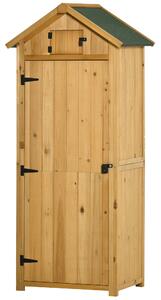 Outsunny Magazie de Gradina din Lemn, Casuta pentru Scule, sopron Impermeabil cu 3 Rafturi Detasabile,Galben | AOSOM RO