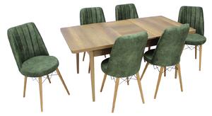 Set masă extensibilă Aris Nuc cu 6 scaune Apollo Verde