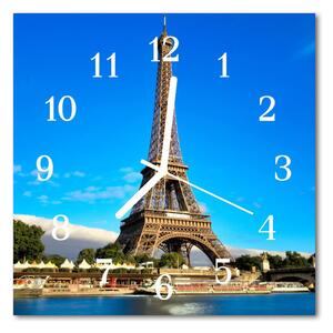 Ceas de perete din sticla pătrat Turnul Eiffel din Paris Arhitectura Orase albastru