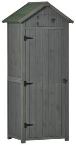 Casuta de gradina din lemn, Dulap magazie pentru scule impermeabil cu 3 rafturi detasabile 77x54.2x179cm gri Outsunny | Aosom RO