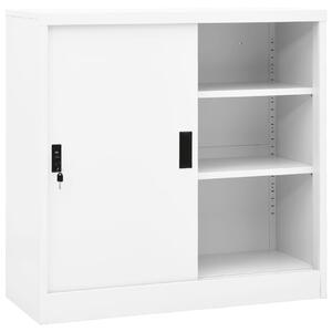 Dulap de birou cu ușă glisantă, alb, 90x40x90 cm, oțel