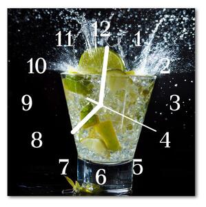 Ceas de perete din sticla pătrat Cocktail Alimente și băuturi Galben