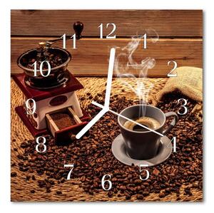 Ceas de perete din sticla pătrat Boabe de cafea Alimente și băuturi Brown