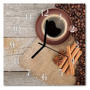 Ceas de perete din sticla pătrat Boabe de cafea Alimente și băuturi Brown