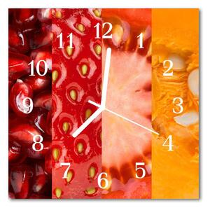 Ceas de perete din sticla pătrat Fructe fructe roșii