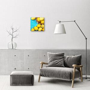 Ceas de perete din sticla pătrat Lămâi fructe galben