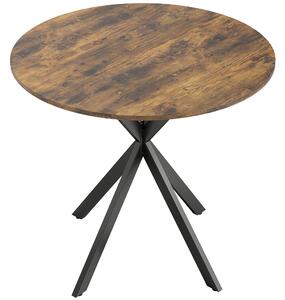 HOMCOM Masă rotundă de dining în stil industrial, cu picioare în cruce din oțel, Ø80x75 cm, maro rustic | Aosom Romania