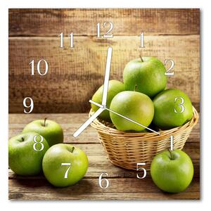 Ceas de perete din sticla pătrat Apple a consumului de fructe verzi