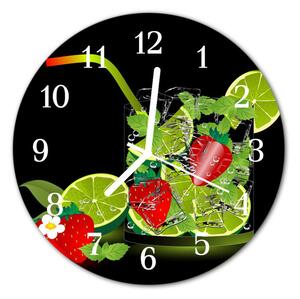 Ceas de perete din sticla rotund Strawberry Lime Bucătărie Verde