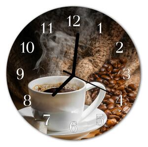 Ceas de perete din sticla rotund Cafea Bucătărie Brun