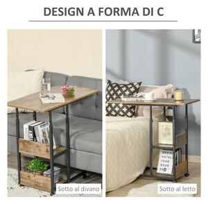 HOMCOM Măsuță de Sufragerie Noptieră Reglabilă în Înălțime Design Rustic Maro | Aosom Romania