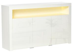 HOMCOM Bufet Modern cu 3 Usi cu lumini LED Colorate si Telecomanda din lemn, 155x40x92cm - Alb | Aosom Ro