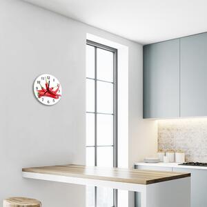 Ceas de perete din sticla rotund Chillies Bucătărie Roșu