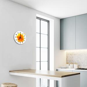 Ceas de perete din sticla rotund Flori Flori & Plante Orange