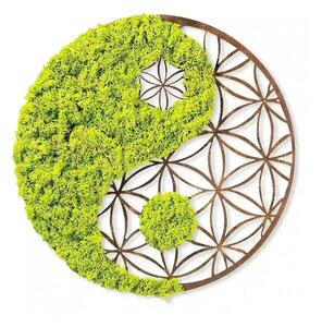 Decoratiune perete YIN YANG, verde/maro, 44x1x44 cm