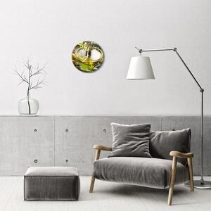 Ceas de perete din sticla rotund Ulei de măsline Bucătărie Verde