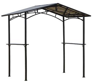 Outsunny Foișor de Grădină cu Acoperiș din PC și Rafturi Laterale, Structură din Aluminiu și Metal, 246x149x230 cm, Negru | Aosom Romania