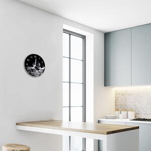 Ceas de perete din sticla rotund Cuburile de gheață Bucătărie Black & White