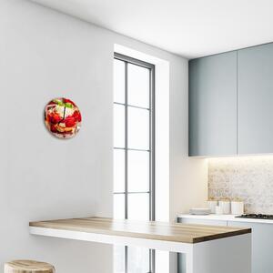 Ceas de perete din sticla rotund Fructe Bucătărie Roșu