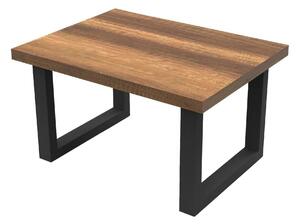 Masuta cafea MN02-BA, nuc/negru, PAL/metal, 80x60x43 cm
