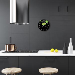 Ceas de perete din sticla rotund Lime Bucătărie verde, negru