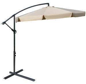 Outsunny Umbrela de Soare pentru Gradina cu Brat Parasolar din Metal, Regllabil , Φ265x265cm, Maro Deschis Aosom Ro
