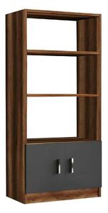 Biblioteca 956LCS1401, nuc/gri, PAL melaminat, 64x38x140 cm