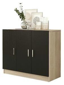 Comoda 956LCS1502, stejar/negru, PAL melaminat, 89x38x74 cm
