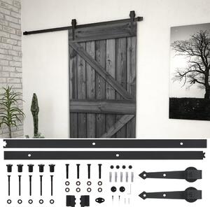 Ușă glisantă cu set feronerie,negru,90x210 cm,lemn masiv de pin