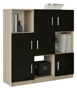 Comoda inalta VO7 - OB, negru/stejar, PAL melaminat, 120x38x122 cm