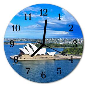 Ceas de perete din sticla rotund Sidney Opera orașului Albastru