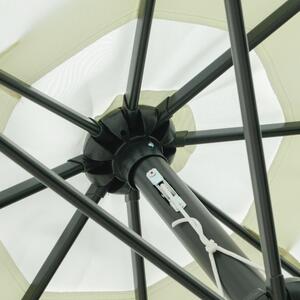 Outsunny Umbrela de Gradina si Terasa Φ266x250cm, Umbrela Rotunda pentru Exterior cu Capat Rabatabil, Rezistenta la Raze UV 50+, Bej