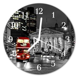 Ceas de perete din sticla rotund Bus London City Red