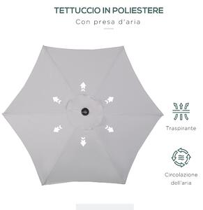Outsunny Umbrelă Rotundă de Grădină cu Manivelă, Structură din Aluminiu, Φ196x200cm, Gri Deschis | Aosom Romania