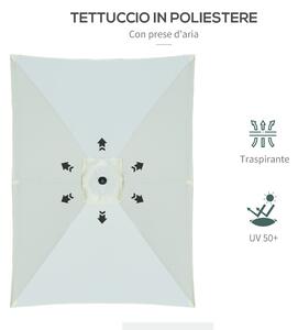 Outsunny Umbrelă Dreptunghiulară pentru Grădină, Protecție UV 50+, Deschidere cu Manivelă, Inclinare Ajustabilă, 200x300cm, Bej | Aosom Romania